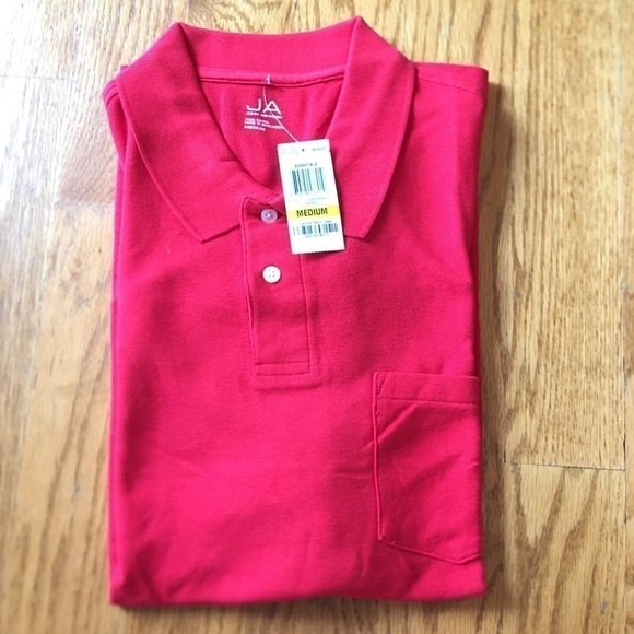 NWT John Ashford men’s red 2 button short sleeve polo top size medium - Picture 2 of 2